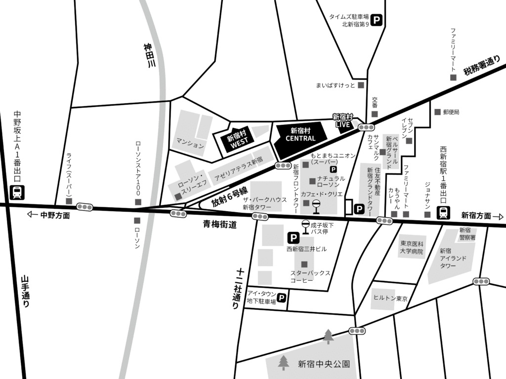 新宿村スタジオ地図